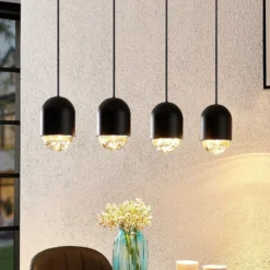 Lucande Amielle lámpara colgante, 4 luces, negro