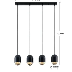 Lucande Amielle lámpara colgante, 4 luces, negro