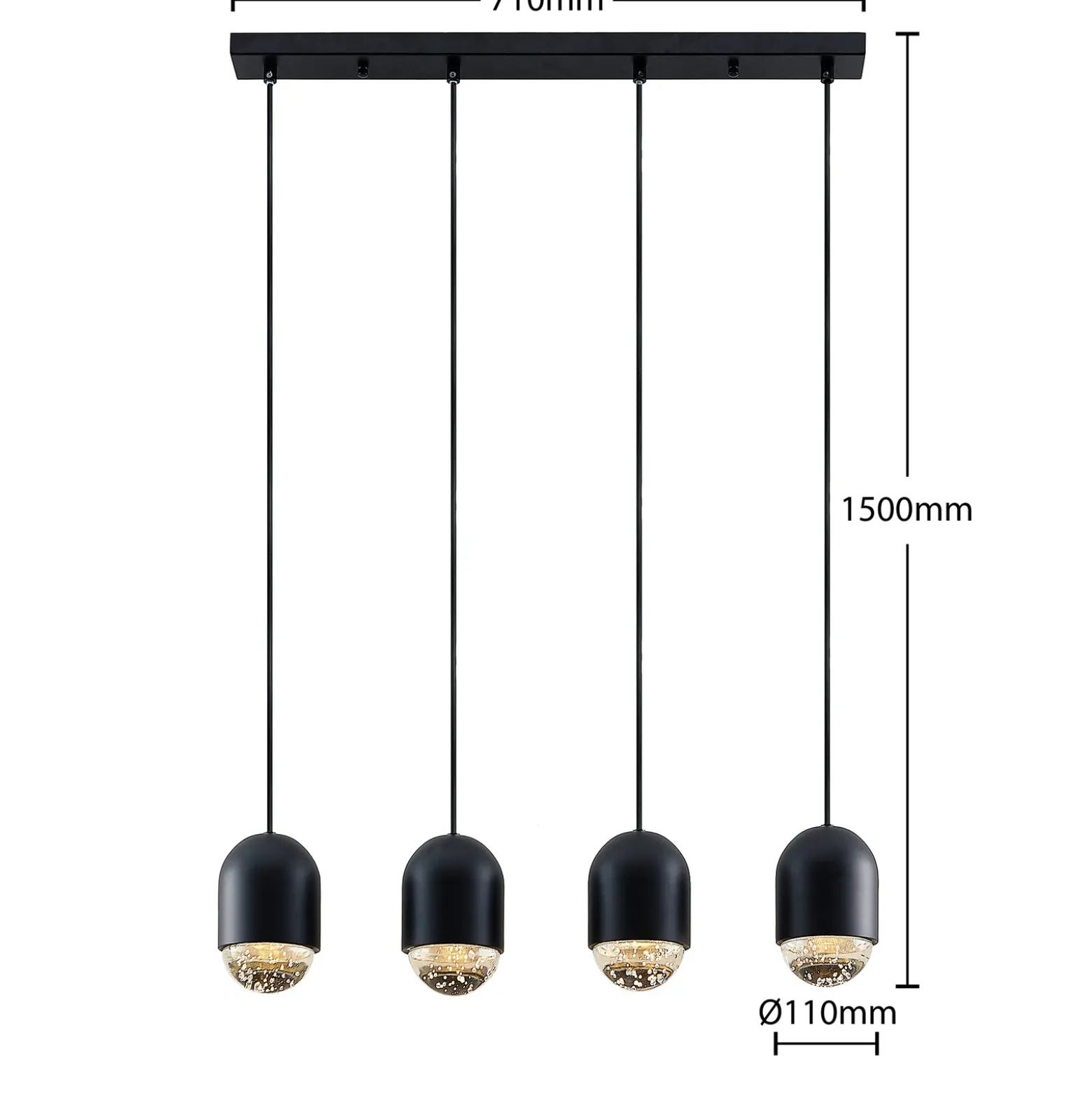 Lucande Amielle lámpara colgante, 4 luces, negro