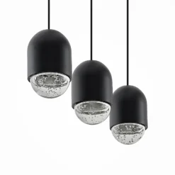 Lucande Amielle lámpara colgante, 3 luces, negro