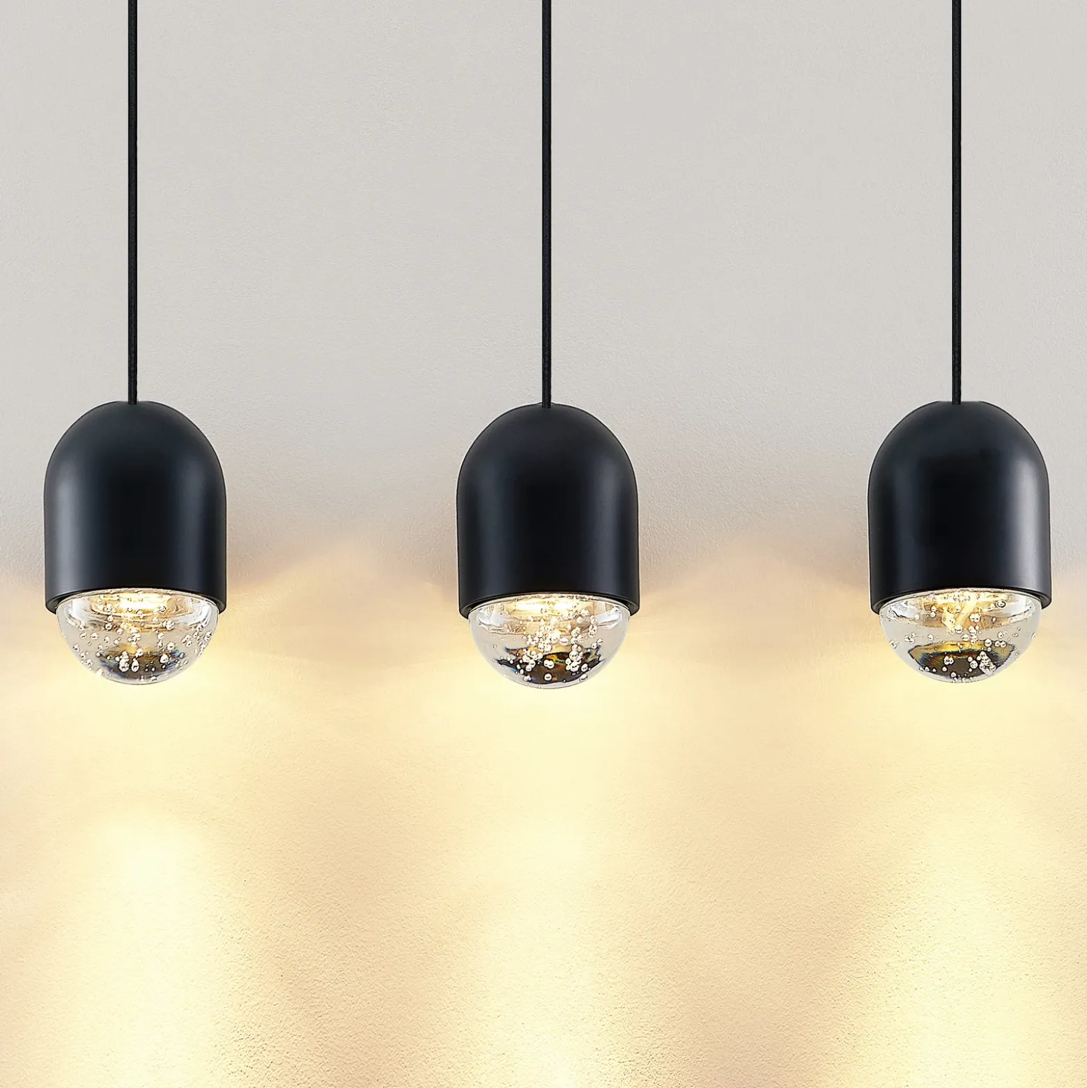 Lucande Amielle lámpara colgante, 3 luces, negro