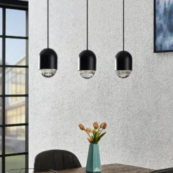 Lucande Amielle lámpara colgante, 3 luces, negro
