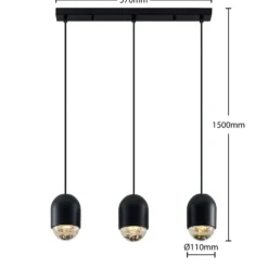 Lucande Amielle lámpara colgante, 3 luces, negro
