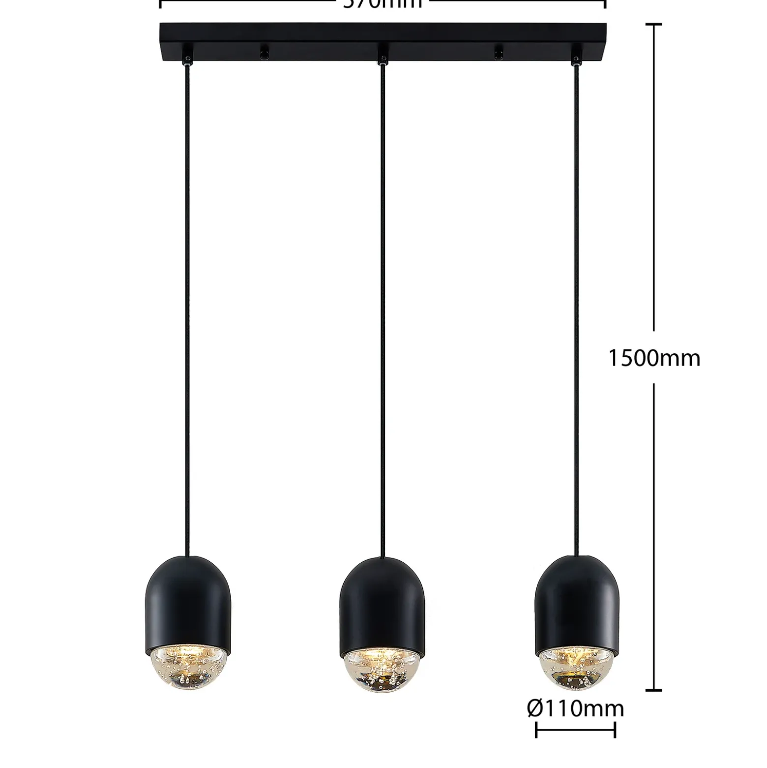 Lucande Amielle lámpara colgante, 3 luces, negro