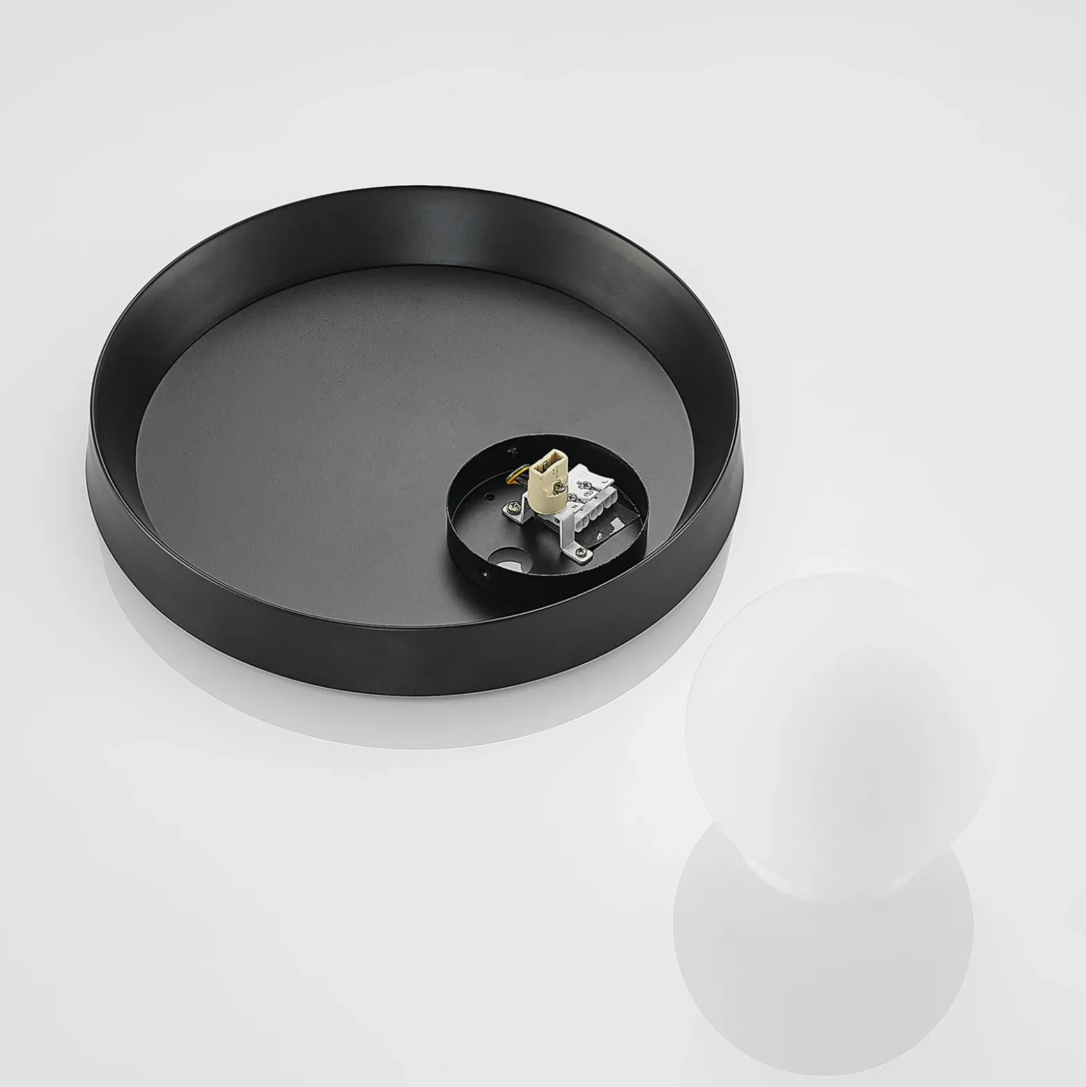 Lucande Andelina lámpara de pared, redondo, negro