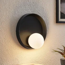 Lucande Andelina lámpara de pared, redondo, negro