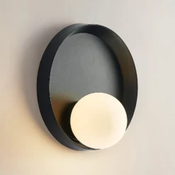 Lucande Andelina lámpara de pared, redondo, negro