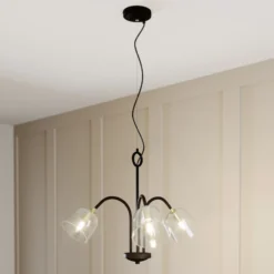 Lucande Anjita colgante pantallas vidrio, 3 luces