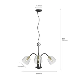 Lucande Anjita colgante pantallas vidrio, 3 luces