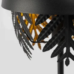 Lucande Aparas lámpara de mesa look hoja, negro-oro