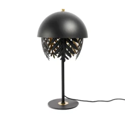 Lucande Aparas lámpara de mesa look hoja, negro-oro