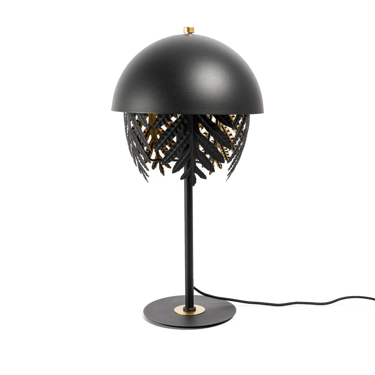 Lucande Aparas lámpara de mesa look hoja, negro-oro