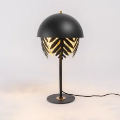 Lucande Aparas lámpara de mesa look hoja, negro-oro
