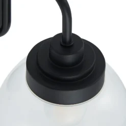 Lucande aplique de pared Badolo, negro, cristal, 25 cm de altura, IP44