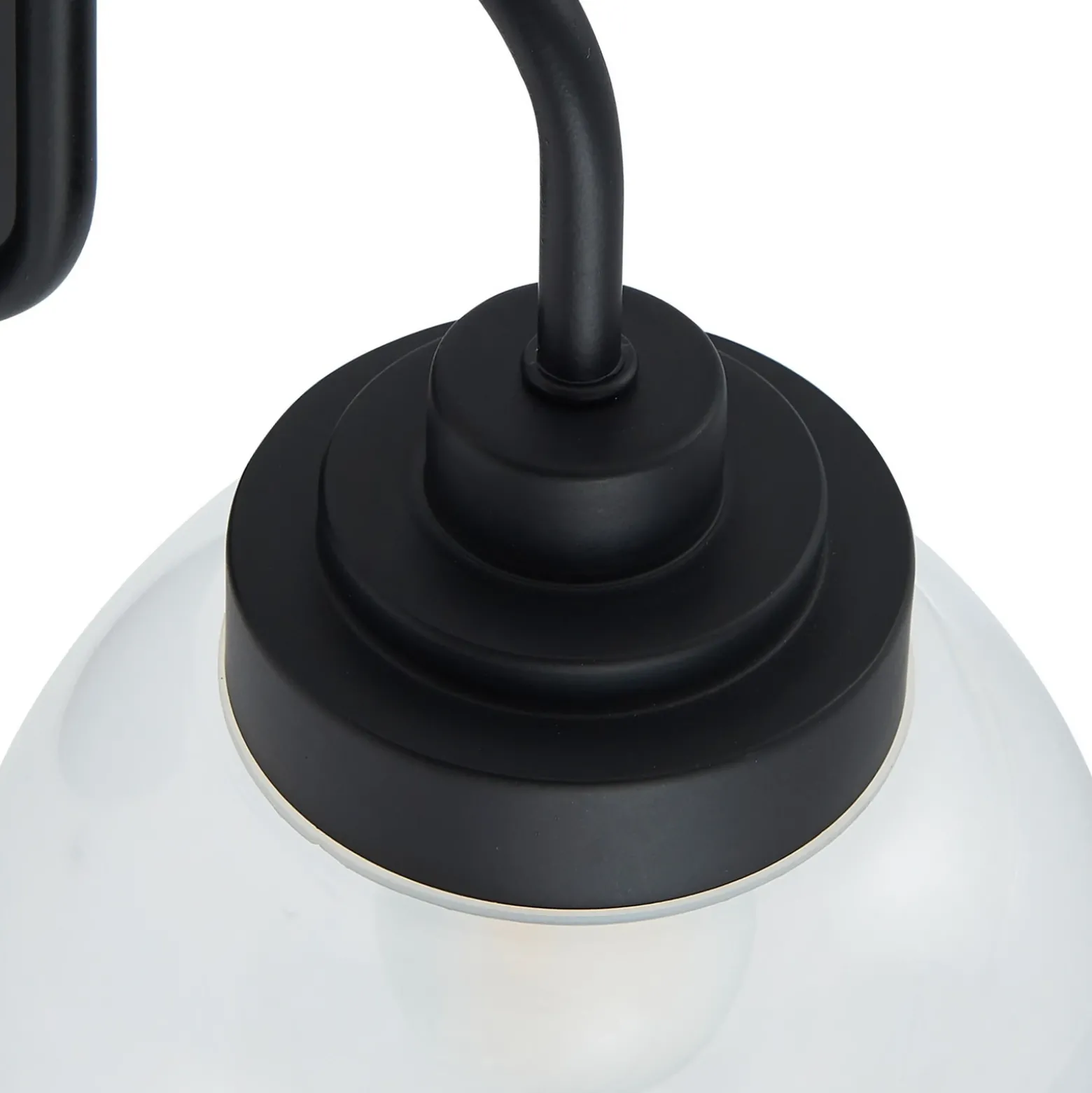 Lucande aplique de pared Badolo, negro, cristal, 25 cm de altura, IP44