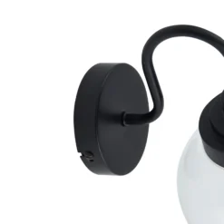 Lucande aplique de pared Badolo, negro, cristal, 25 cm de altura, IP44