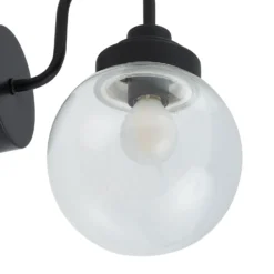 Lucande aplique de pared Badolo, negro, cristal, 25 cm de altura, IP44
