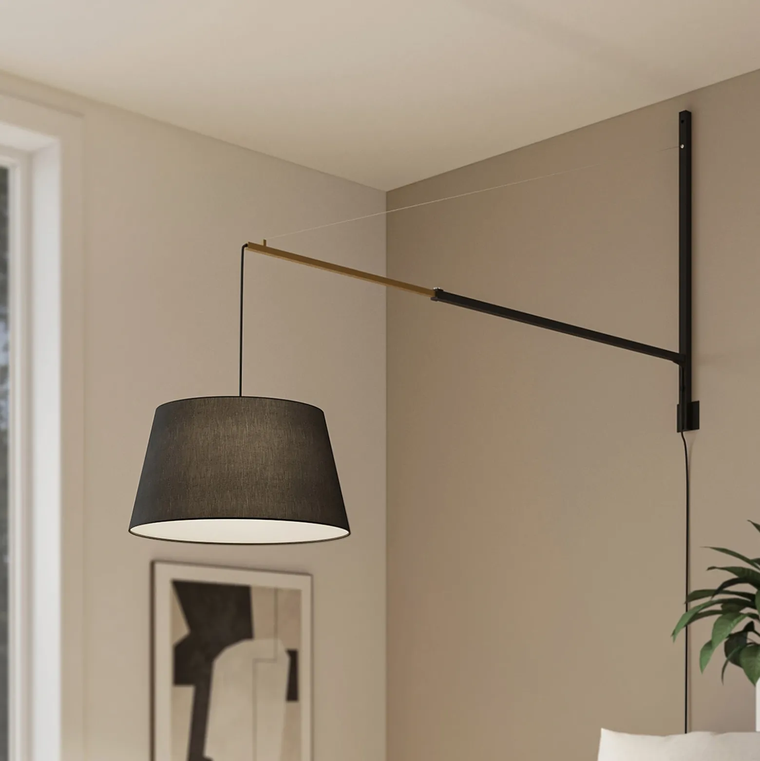 Lucande aplique de pared Beleza, altura 150 cm, extensible, textil