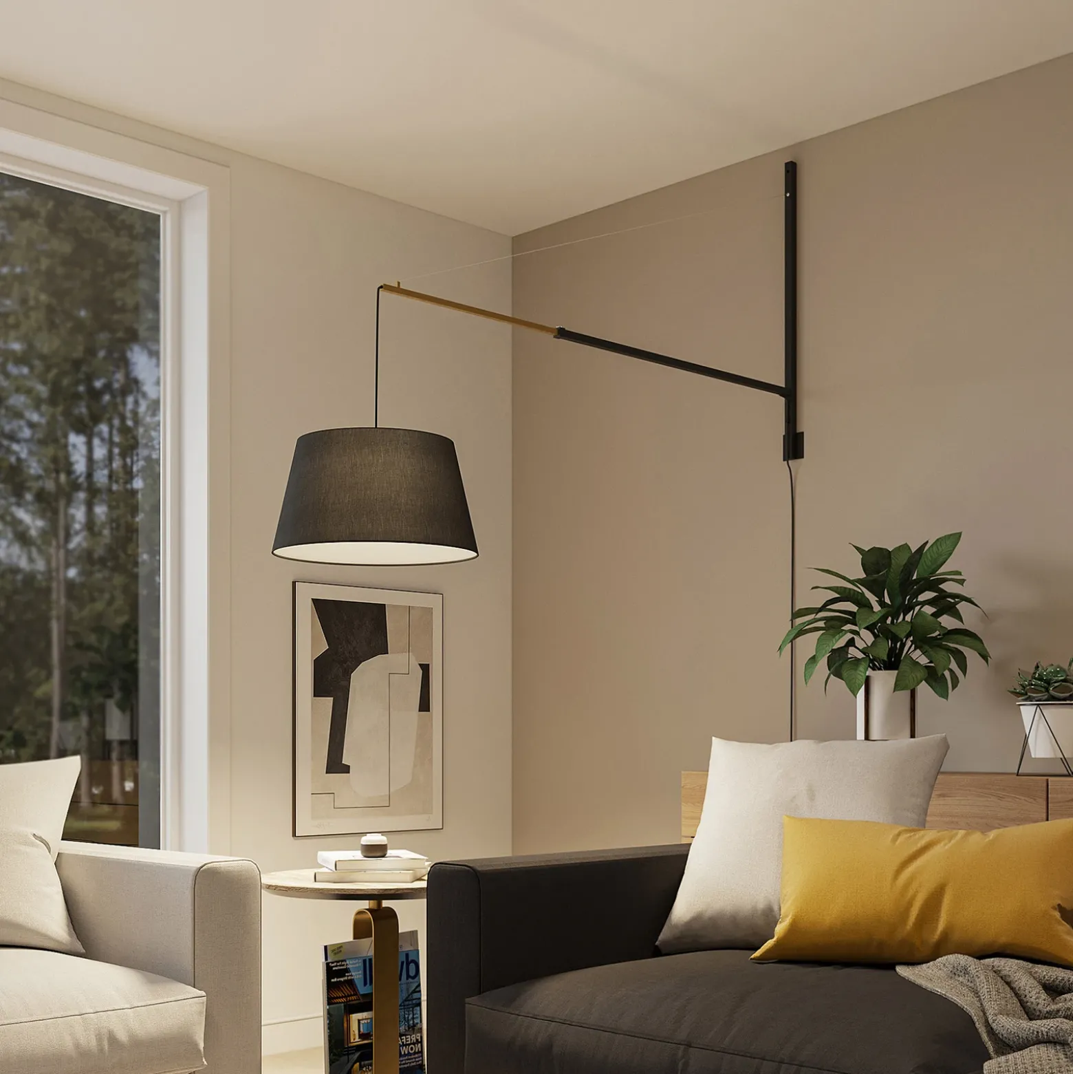 Lucande aplique de pared Beleza, altura 150 cm, extensible, textil