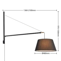 Lucande aplique de pared Beleza, altura 150 cm, extensible, textil