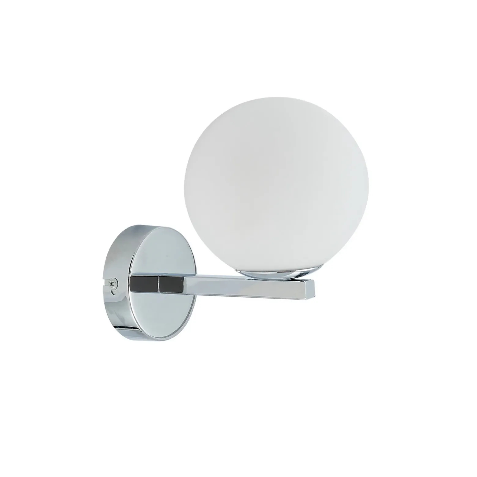 Lucande aplique de pared Bidolo, color cromo, cristal, Ø 12 cm, IP44