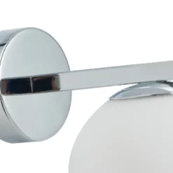 Lucande aplique de pared Bidolo, color cromo, cristal, Ø 12 cm, IP44