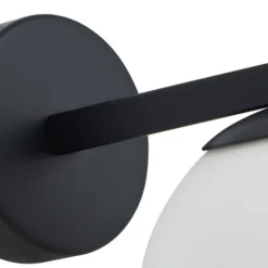Lucande aplique de pared Bidolo, negro, cristal, Ø 12 cm, IP44