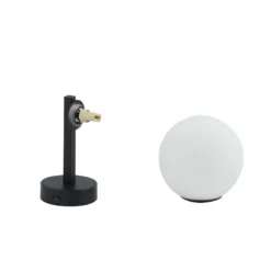 Lucande aplique de pared Bidolo, negro, cristal, Ø 12 cm, IP44