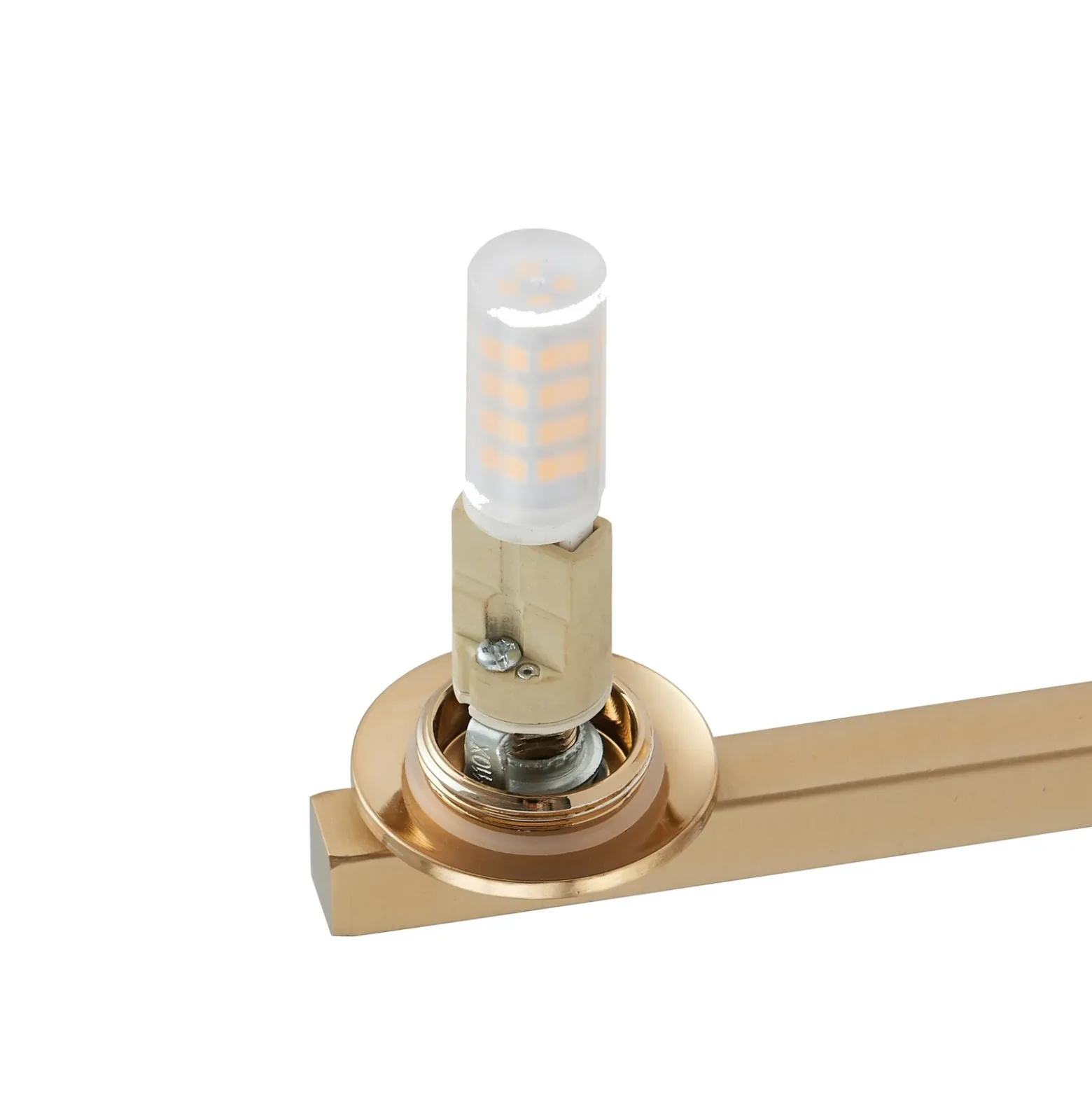 Lucande aplique de pared Bidolo, color latón, cristal, 12 cm, IP44