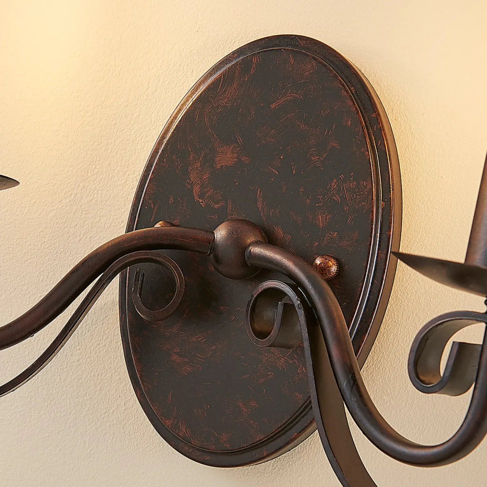 Lucande aplique de pared Caleb, 2 luces, color óxido, metal, E14
