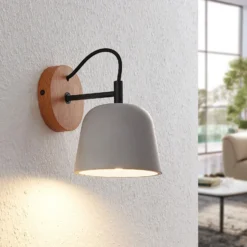 Lucande Aplique de pared Kalinda, juego de 2, gris, hormigón, E14