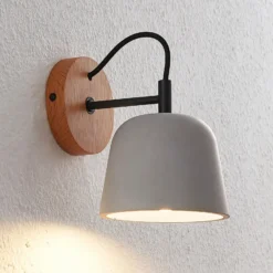 Lucande Aplique de pared Kalinda, juego de 2, gris, hormigón, E14