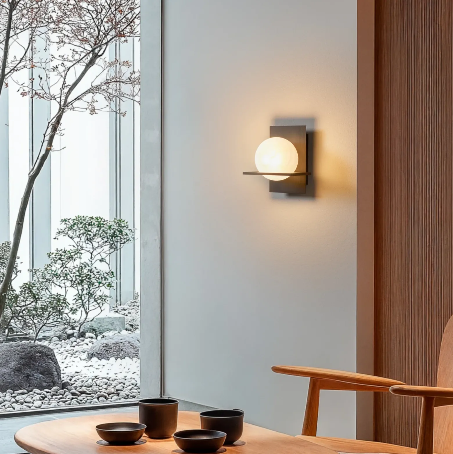 Lucande aplique de pared Kulka, 1 luz, negro, cristal, G9
