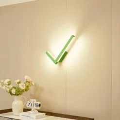 Lucande aplique de pared LED Check, verde, metal, CCT, atenuable