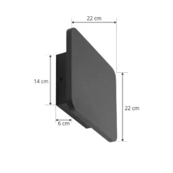 Lucande Aplique de pared LED Elrik, negro, 22 cm de altura, metal