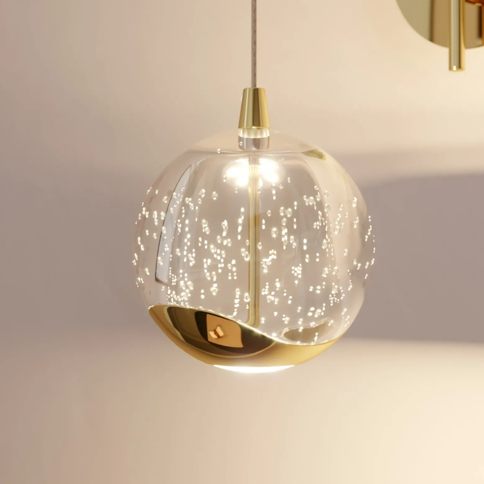 Lucande aplique de pared LED Hayley, color dorado, cristal, 34 cm de altura