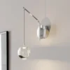 Lucande Aplique de pared LED Hayley, color cromo, cristal, altura 34 cm
