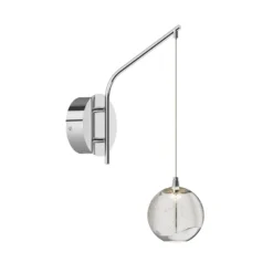 Lucande Aplique de pared LED Hayley, color cromo, cristal, altura 34 cm