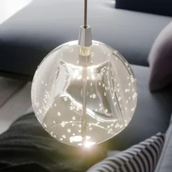Lucande Aplique de pared LED Hayley, color cromo, cristal, altura 34 cm