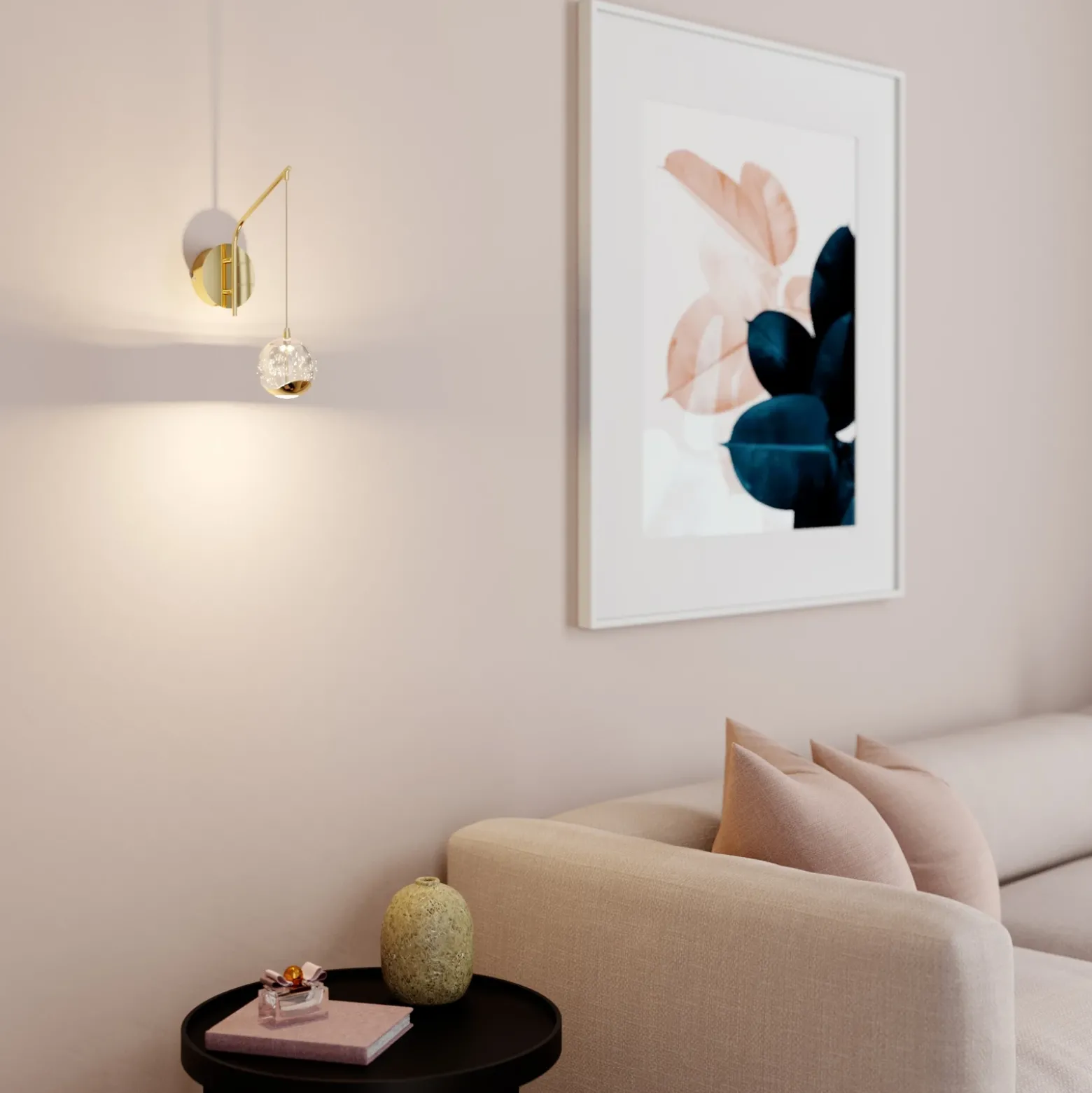 Lucande aplique de pared LED Hayley, color dorado, cristal, 34 cm de altura