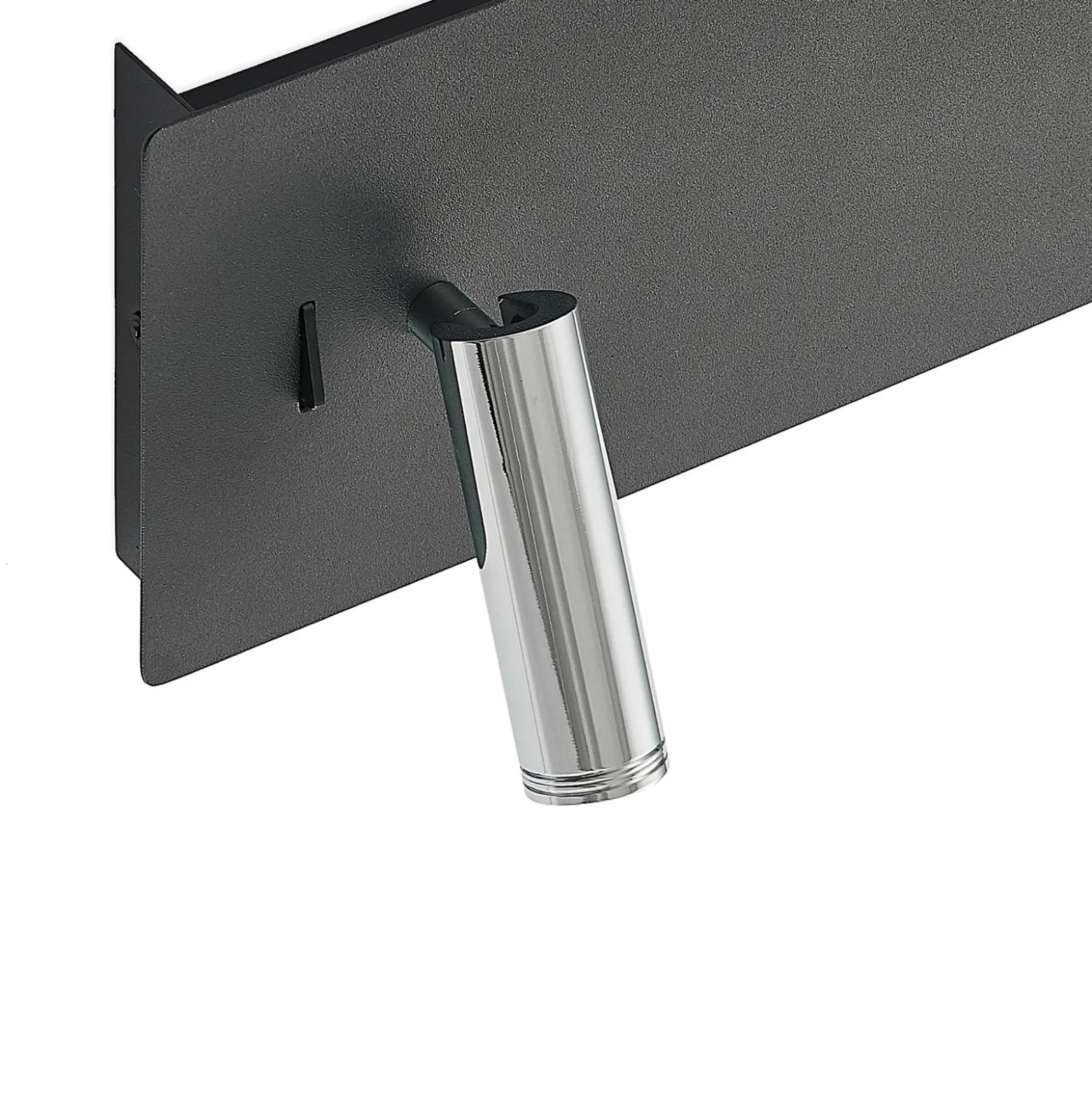 Lucande Aplique de pared LED Kimo, 32 cm, negro, aluminio, USB