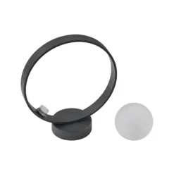 Lucande Aplique de pared LED Luneo, negro/opal, cristal, 30 cm