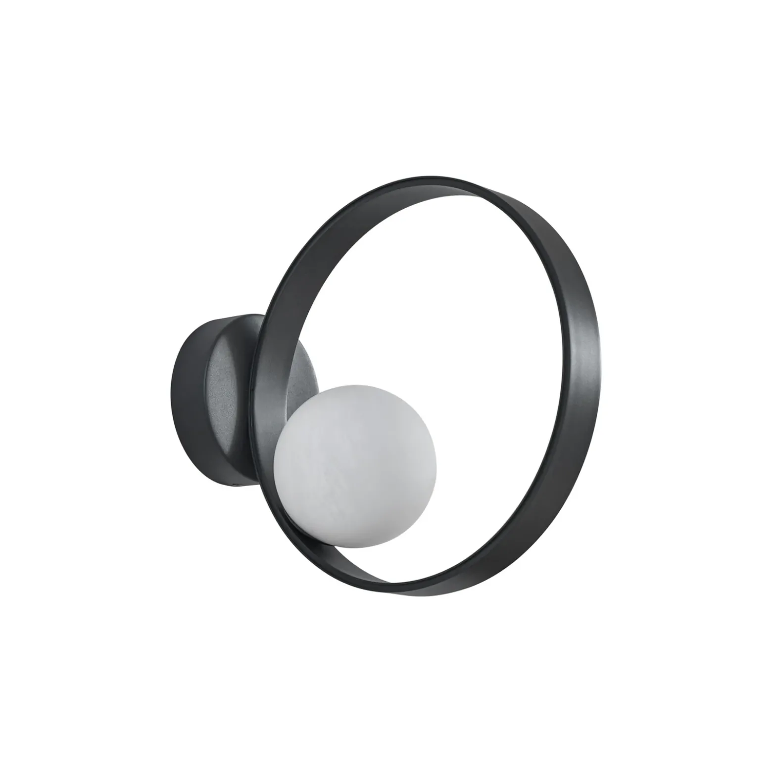 Lucande Aplique de pared LED Luneo, negro/opal, cristal, 30 cm