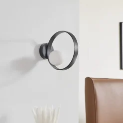 Lucande Aplique de pared LED Luneo, negro/opal, cristal, 30 cm