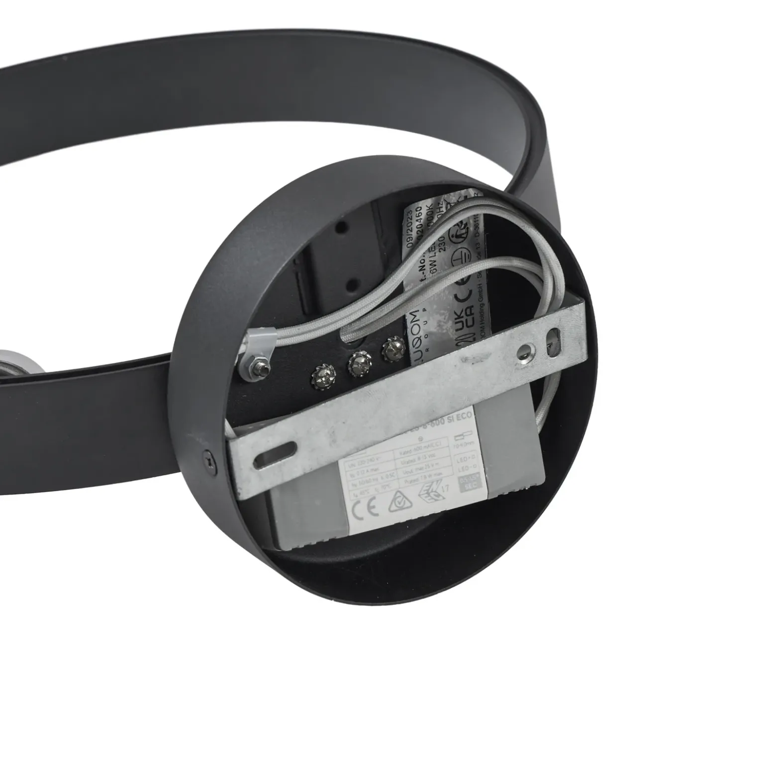 Lucande Aplique de pared LED Luneo, negro/opal, cristal, 30 cm
