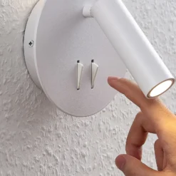 Lucande aplique de pared LED Magya, blanco, 2 luces. redondo
