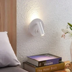 Lucande aplique de pared LED Magya, blanco, 2 luces. redondo