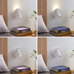 Lucande aplique de pared LED Magya, blanco, 2 luces. redondo
