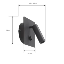 Lucande aplique de pared LED Magya, negro, 2 luces, angular