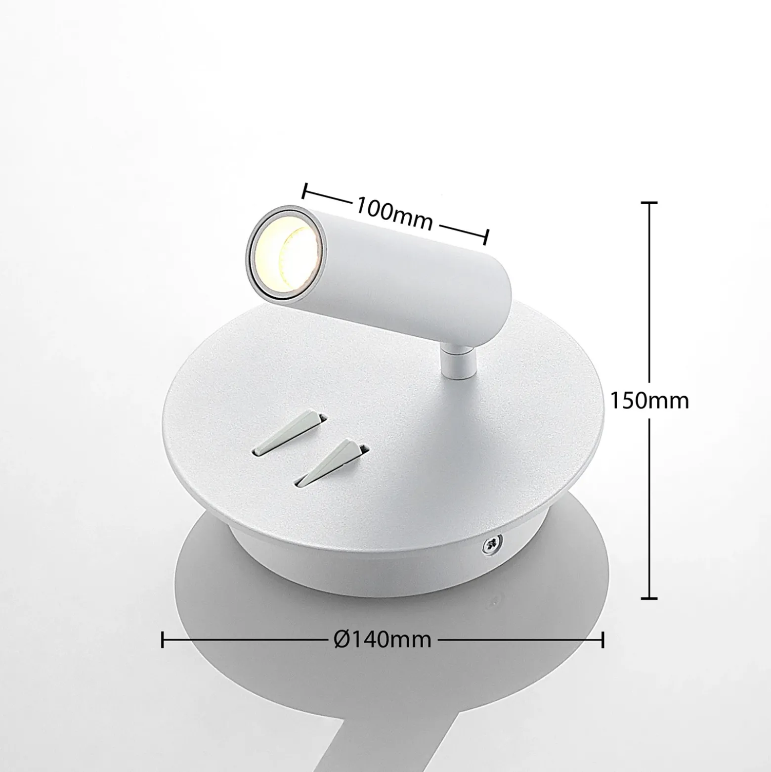 Lucande aplique de pared LED Magya, blanco, 2 luces. redondo
